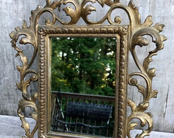 Antique Art Nouveau Judd #8576 Foliate & Scroll Gilt Iron Vanity Mirror c. 1920 **FREE SHIP**