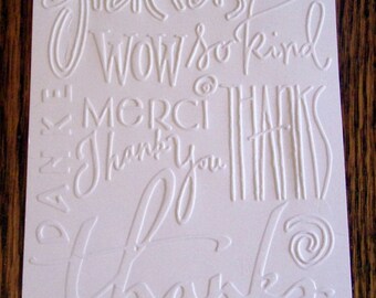 THANK YOU Embossed Card Stock Panels Perfect for Scrapbooking and Card Making - Set of 12