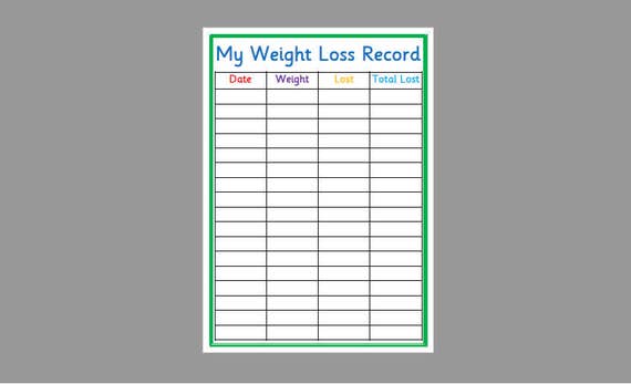 Printable Weight Loss Record Slimming World Weight