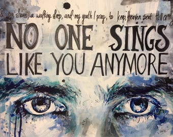 No One Sings Like You Anymore, Original LARGE 16"x20"Watercolor Painting of Chris Cornell Eyes