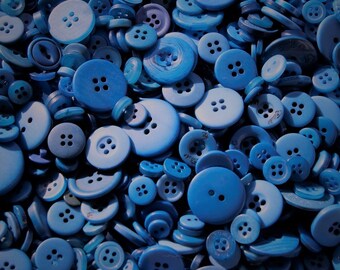 25 Blue Buttons, Assorted Buttons, Assorted Size Mix, Grab Bag, Sewing, Crafting, Jewelry, Collect (1448)