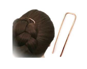 Square Hair Fork Copper Bun Holder Metal Hair Pin Rose Gold Hair Slide U Shaped Hair Pin Gold Hair Pin Long FINE HAIR Accessory