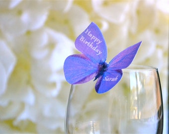Wedding Cake Topper Edible Butterflies Personalzed - Purple Violet