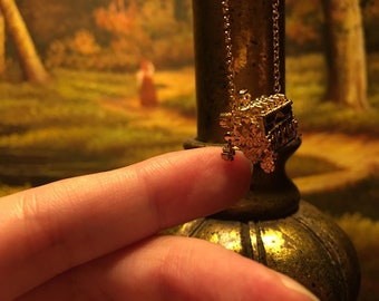 Dead Man's Chest Necklace - Treasure of the Deep - Cast Bronze Pendant on Gold Filled Chain