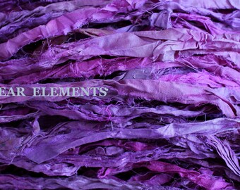 Purple Mix #1, Fair Trade, 5 Yards, Purple Mix Sari Silk, Textile, Yarn, Art Yarn, Ribbon, Silk Fabric, Purple Silk, Artwear Elements, 154