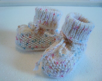 Babyschuhe 0-6 Monate weiß-Konfetti bunt Babygeschenk Geburt Schuhe Schluffen Taufe