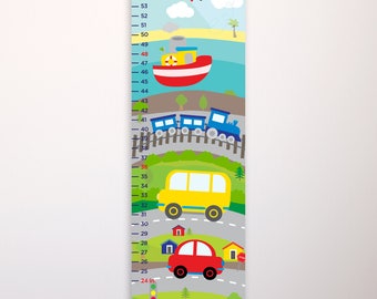 Things that Go Growth Chart, Transportation Growth Chart, Boy Growth Chart, Nursery Wall Art, Car Growth Ruler, Boys Canvas Growth Chart