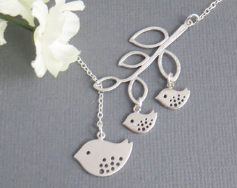 Bird Necklace, Mom and Baby Bird Necklace, Mothers Day, Mothers Day Gift, Gift for Mom, Grandmother, Gift for Best Friend