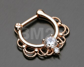 Rose Gold Turan Sparkle Septum Clicker Ring