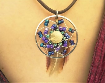 Necklace dream catcher, Native American, psychedelic