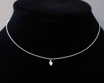 Teardrop Silver Choker - Sterling Silver Necklace, Sterling Silver Choker, Inverted Teardrop, Sterling Silver Jewelry