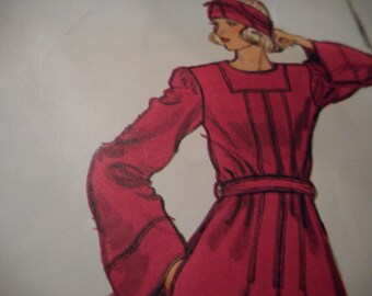 Vintage 1970's Vogue 1304 Designer Original Jean Muir Dress and Head Wrap Sewing Pattern Size 12 Bust 34