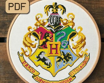 Hogwarts Crest Cross Stitch Pattern Hogwarts Cross Stitch