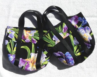 Iris Flower Small Purse Tote Bag Hand Sewn Fully Lined Magnetic Interior Clasp