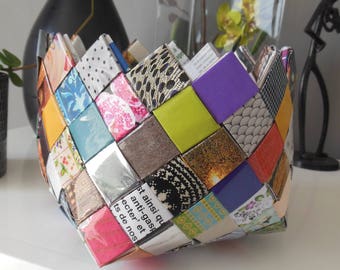 pretty paper basket magazine recycled