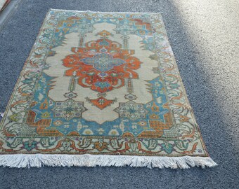 Turkish oushak rug,pastel turkish rug,handwoven rug, turkish rug,nomadic rug,handwoven rugs,antique oushak rugs 7'x'4.4" ft, 214x135 cm