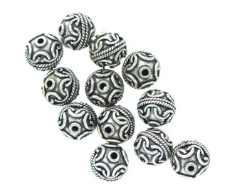 Antique Silver Plate Round Beads 12mm