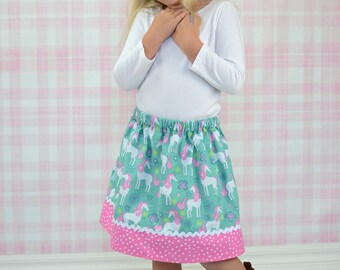 Seafoam Unicorns Skirt (18 mos, 2T, 3T, 4T, 5, 6, 7, 8, 10)