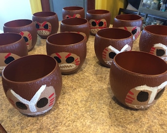 Hand painted Kakamora inspired coconut cups