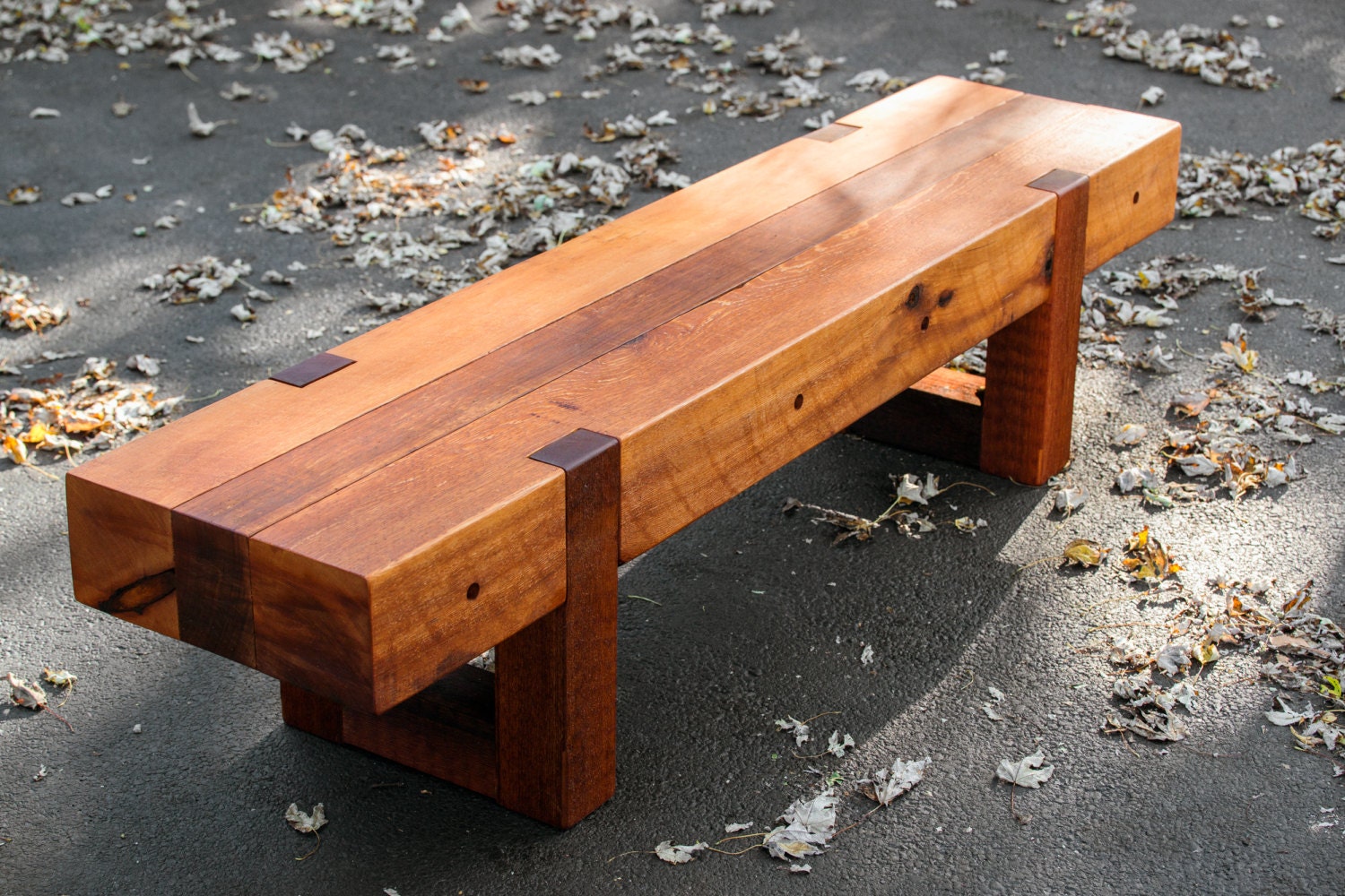 wood bench rustic modern outdoor patio garden cedar
