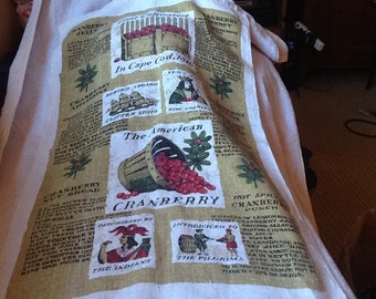 Vintage Cape Cod Cranberry Cranberries Tea Towel Recipes