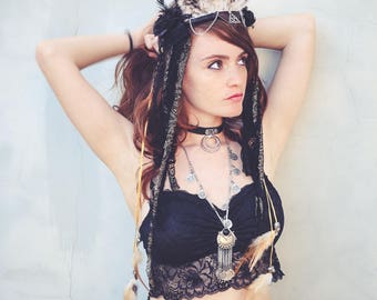 Circlet crown, Goddess headpiece, witch craft headpiece, bejewelled headpiece, tribal Headpiece, belly dancer headdress, festival headpiece