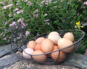 Vintage French wire egg basket