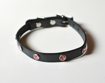 Custom Cat Collar, Leather Cat Collar, rhinestone cat collar, Custom Leather Cat Collar, Custom Cat Collar, Pet ID Tag, Cat I.D collar