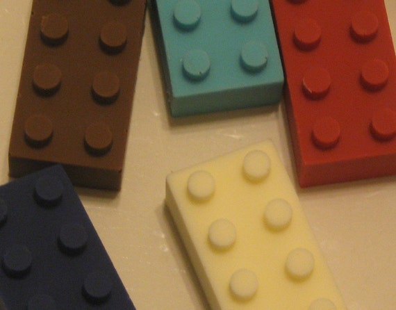Solid Chocolate building block candy pieces