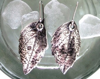 Fine Silver Turning Leaf Earrings Solid Pure (.999) Dangles