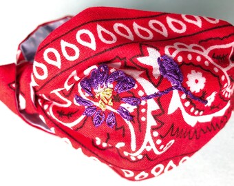 Headband with custom embroidery