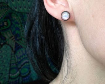 Rainbow Moonstone Stud Earrings, Sterling silver 925, Silver earrings, Moonstone Post Earrings, Silver Stud Earrings, Tiny Earrings SALE
