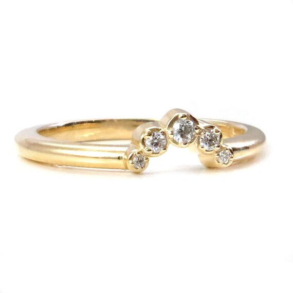 Tiny Diamond Crescent Moon Celestial Bohemian Stacking Gold Ring