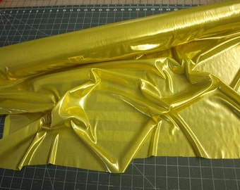 Sale! Liquid Lame Fabric Yellow on Gold background BY THE YARD