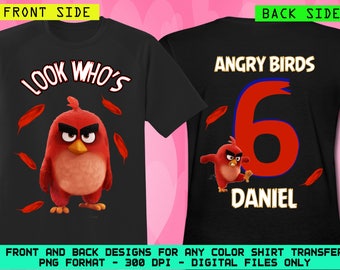 Angry Birds Iron On Transfer , Angry Birds Shirt DIY , Angry Birds Shirt Designs , FRONT and BACK Design , Personalize , Digital Files