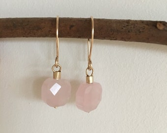 Rose quartz drop earrings