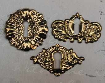 Escutcheon Decorative Key Hole Cover 3 to choose shiny brass reproduction