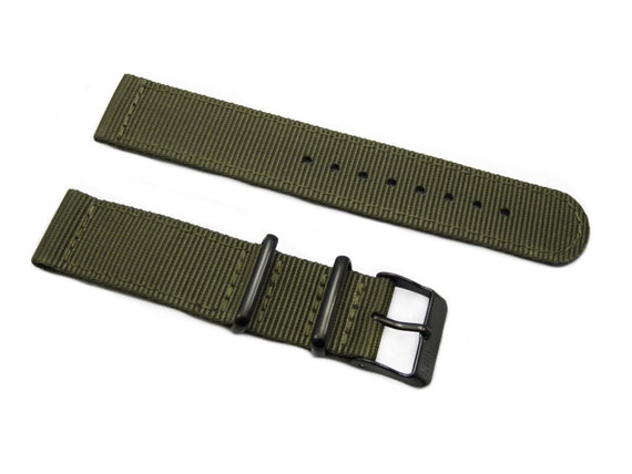 HNS 2 Pieces Olive Heavy Duty Ballistic Nylon Watch Strap With