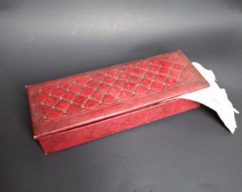 Vintage Glove Box - Faux Leather - 1920s 1930s - Lady's Boudoir Antique Glove Box- Theater Prop