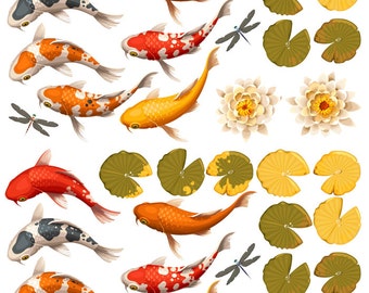 Koi Pond ~ 48506 ~ Ceramic Decal - Glass Decal ~LEAD FREE & Food Safe ~ Enamel Decal ~ Waterslide Decal