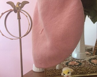 Vintage fuzzy pink beret