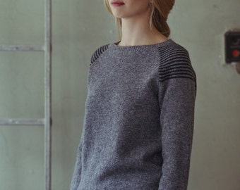 Wool jumper, Handmade wool sweater, Natural grey wool sweater, Hand knitted wool top, Organic wool pullover, Soft wool sweater