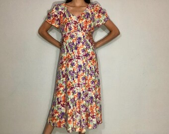 1990s floral button front dress