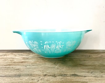 Vintage Turquoise Pyrex Amish Butterprint Cinderella Bowl / 444 pyrex