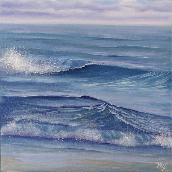 Original Beach Painting Ocean Waves Art Ocean Painting