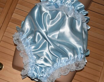 Sensual baby blue comfort satin sleeping panties , lovely to relax and sleep in...lounging panties, Sissy lingerie
