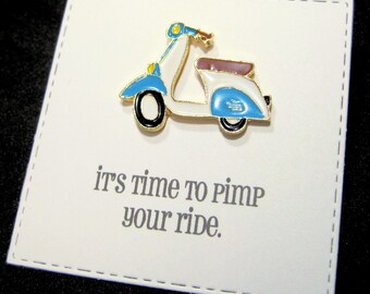 Scooter - Enamel Pin with handmade Punny card & envelope - Lapel Pin - Hard Enamel Pin - Nature - Kawii -Trending - Backpack Pin