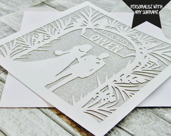 Personalised Wedding Card, Mr And Mrs, Wedding Card, Congratulations On Your Wedding Day, Wedding Card Lasercut, Wedding Day Card, Wedding