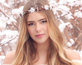 silk flower, bridal headpiece, minimalist, berries headband. floral wreath, wedding accessory