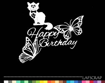 Cuts scrapbooking birthday happy birthday pet cat Butterfly embellishment die cut scrap album deco